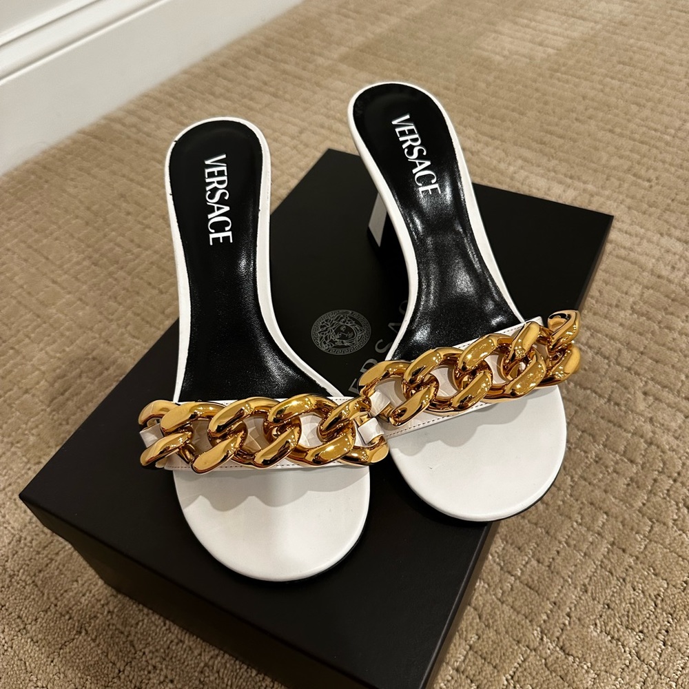 Versace Medusa chain mules